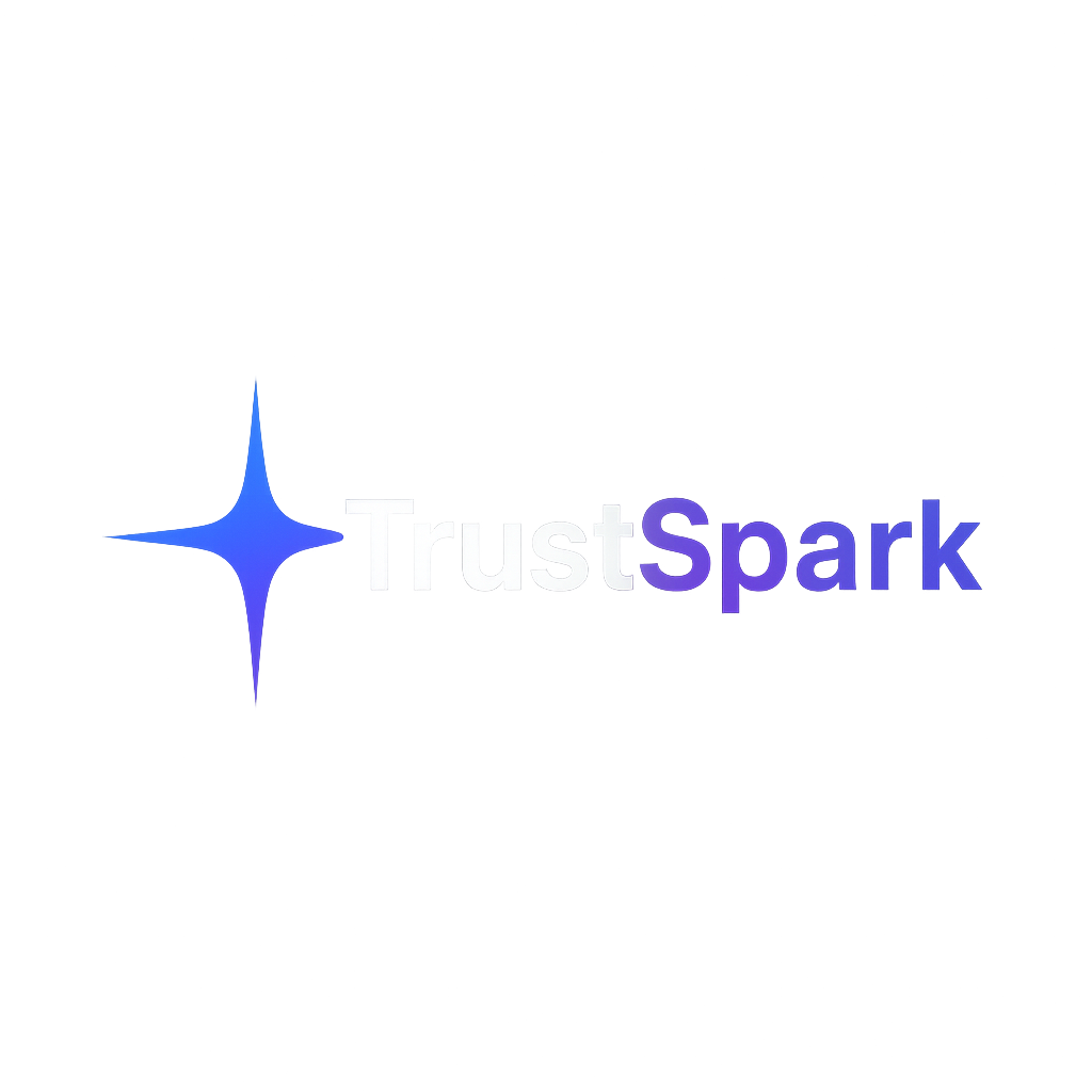 TrustSpark - Automated review management platform logo featuring spark icon